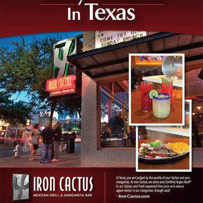 Iron Cactus Ad in Austin Monthly Magazine