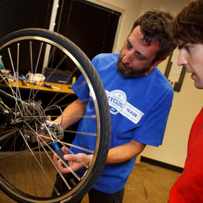 Mechanic teaching at Bicycle Sport Shop